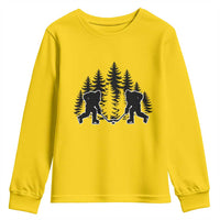 Funny Bigfoot Playing Ice Hockey Youth Sweatshirt Cryptid Lover Gift - Wonder Print Shop
