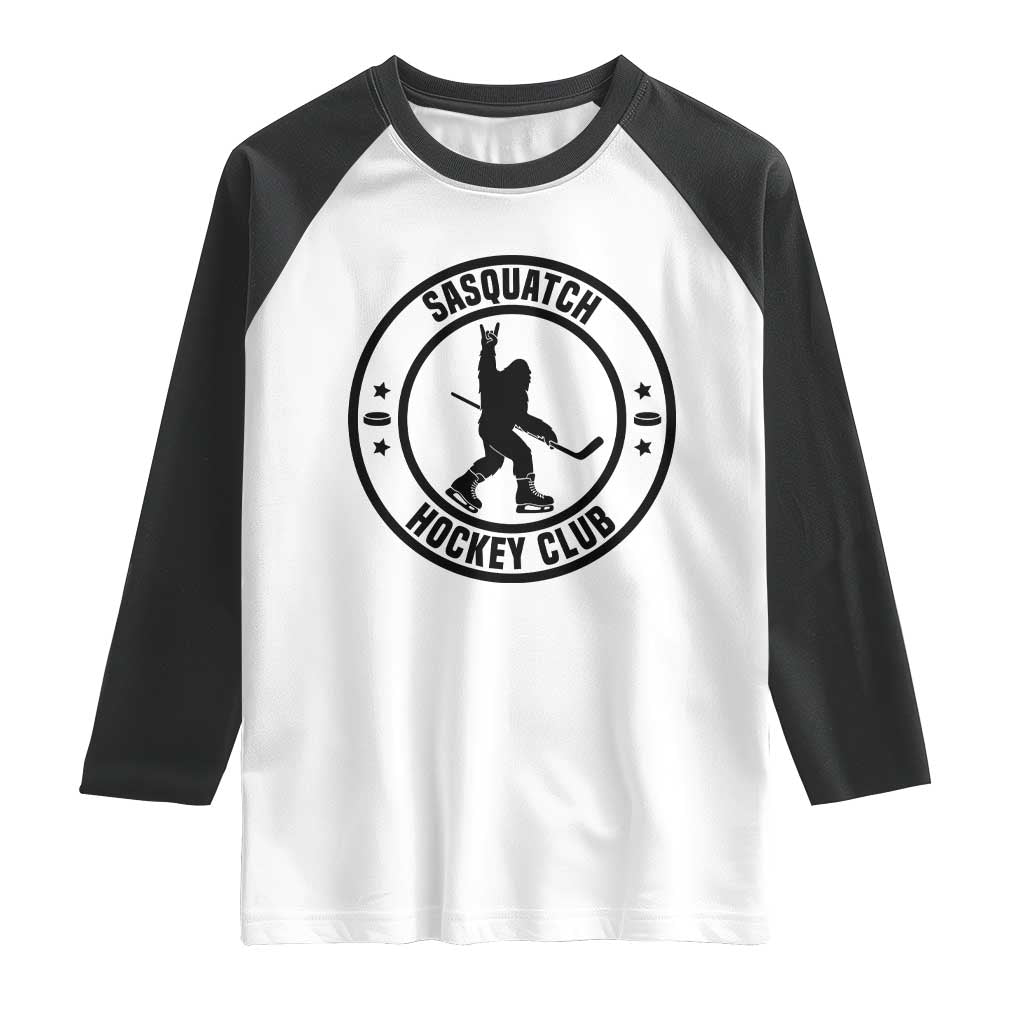 Legendary Sasquatch Hockey Club Raglan Shirt Funny Ice Hockey Gift - Wonder Print Shop