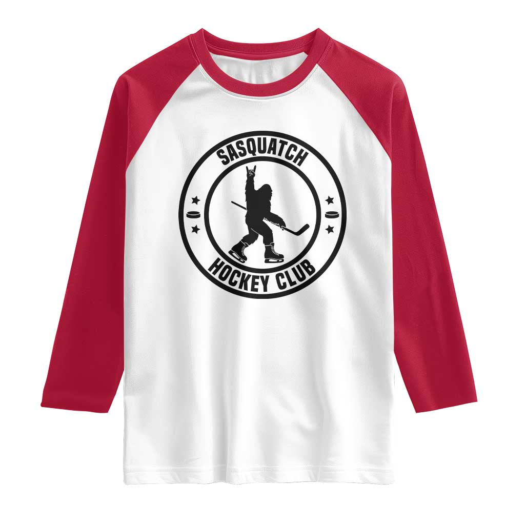 Legendary Sasquatch Hockey Club Raglan Shirt Funny Ice Hockey Gift - Wonder Print Shop