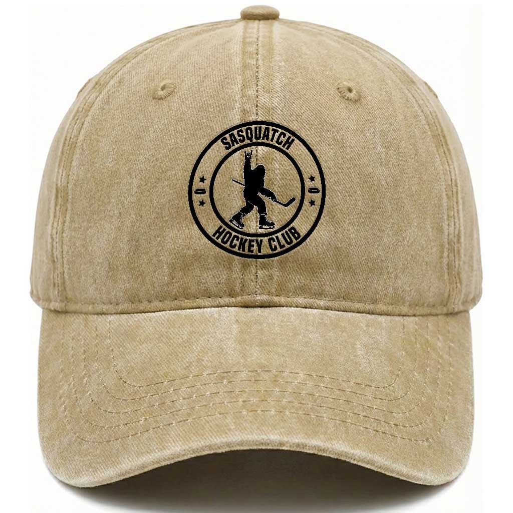 Legendary Sasquatch Hockey Club Washed Cotton Baseball Cap Funny Ice Hockey Gift