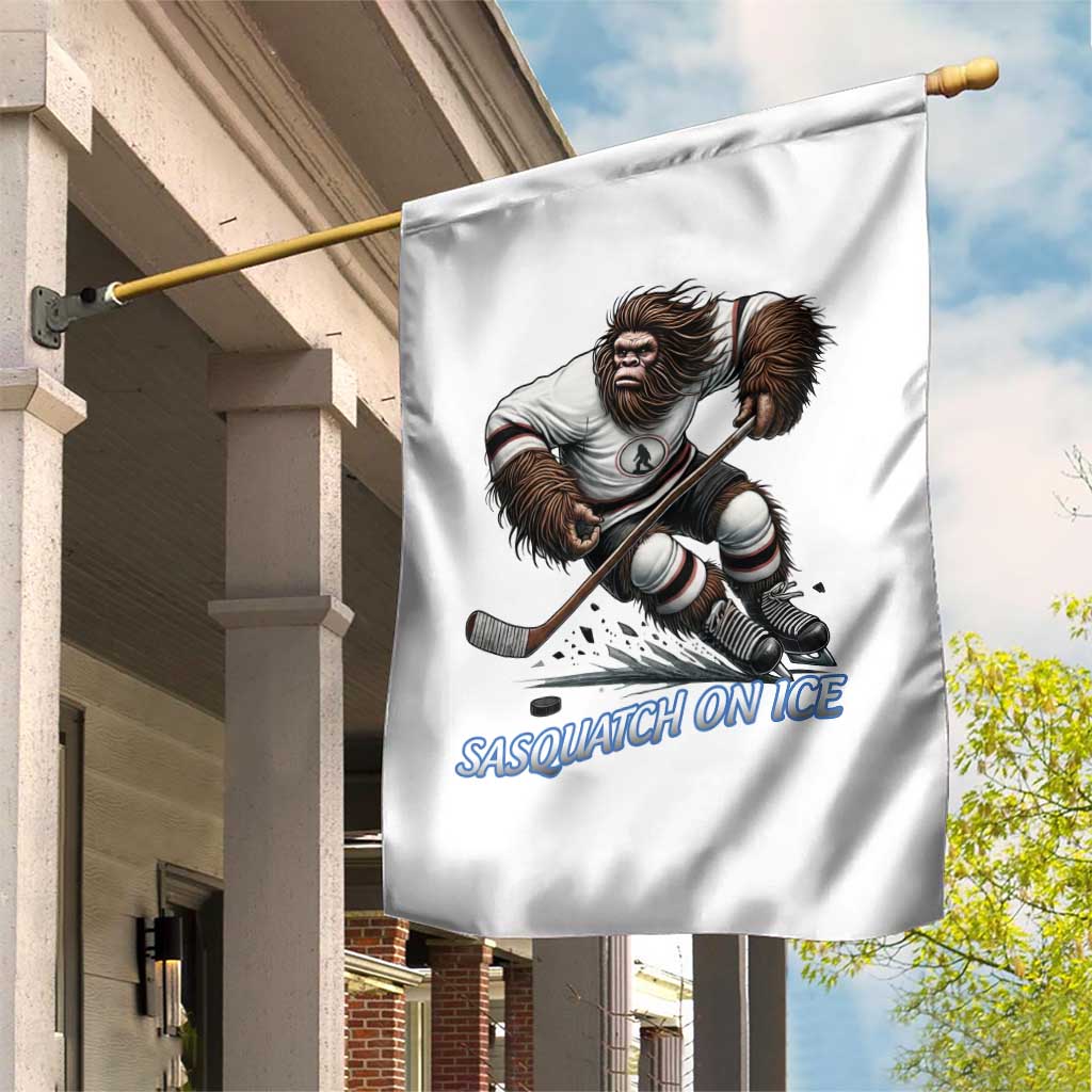 Sasquatch On Ice Garden Flag Funny Bigfoot Hockey Player Gift - Wonder Print Shop