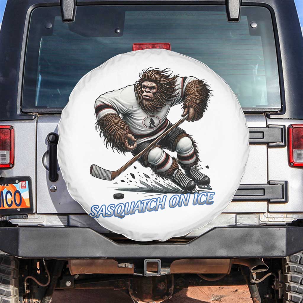 Sasquatch On Ice Spare Tire Cover Funny Bigfoot Hockey Player Gift - Wonder Print Shop