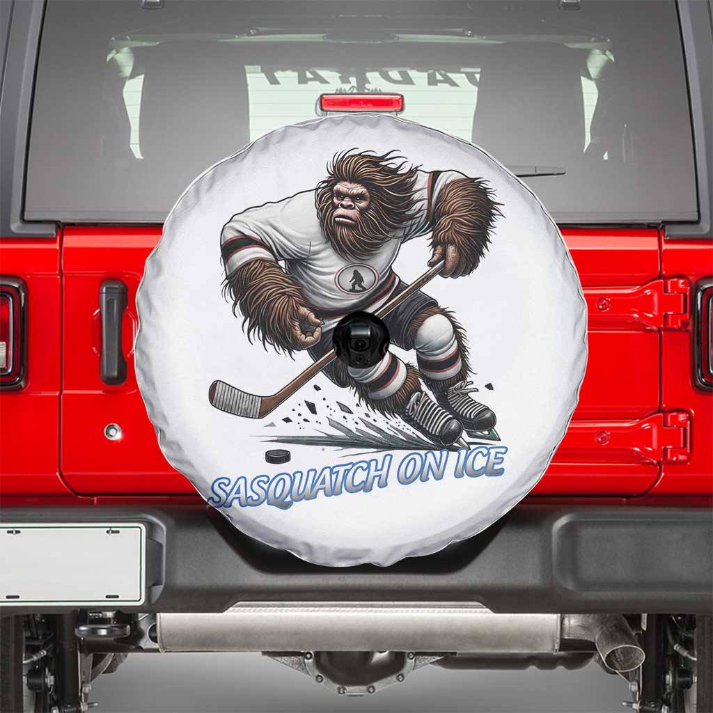 Sasquatch On Ice Spare Tire Cover Funny Bigfoot Hockey Player Gift - Wonder Print Shop
