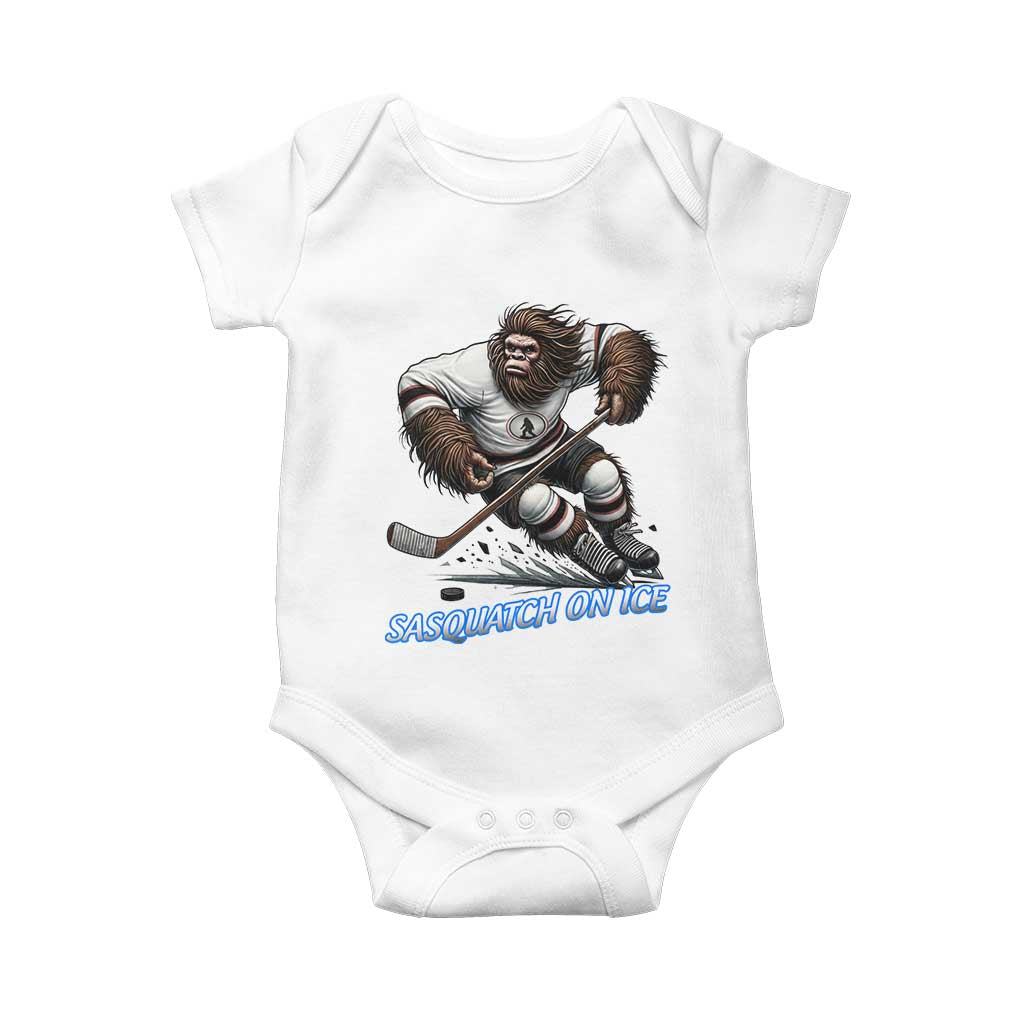 Sasquatch On Ice Baby Onesie Funny Bigfoot Hockey Player Gift - Wonder Print Shop