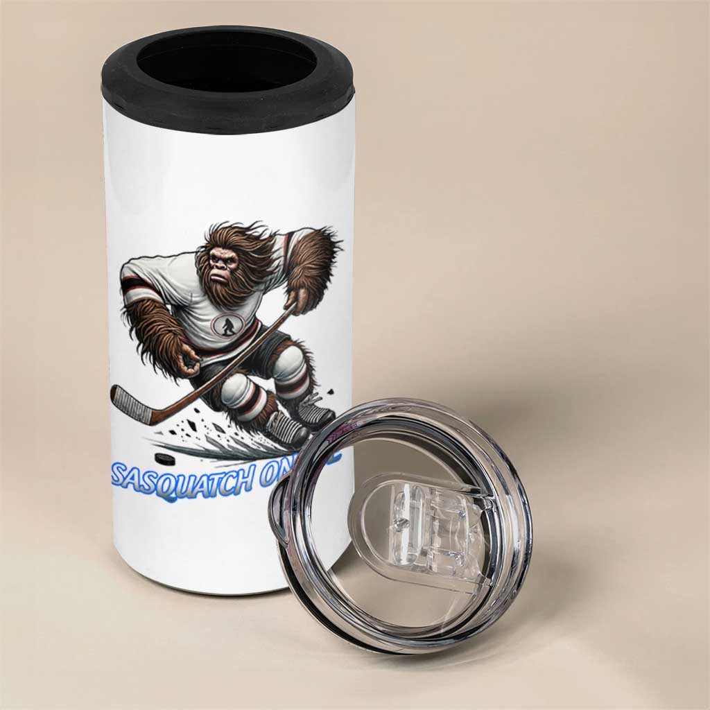Sasquatch On Ice 4 in 1 Can Cooler Tumbler Funny Bigfoot Hockey Player Gift - Wonder Print Shop