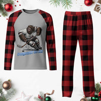 Sasquatch On Ice Plaid Pajama Set Funny Bigfoot Hockey Player Gift - Wonder Print Shop