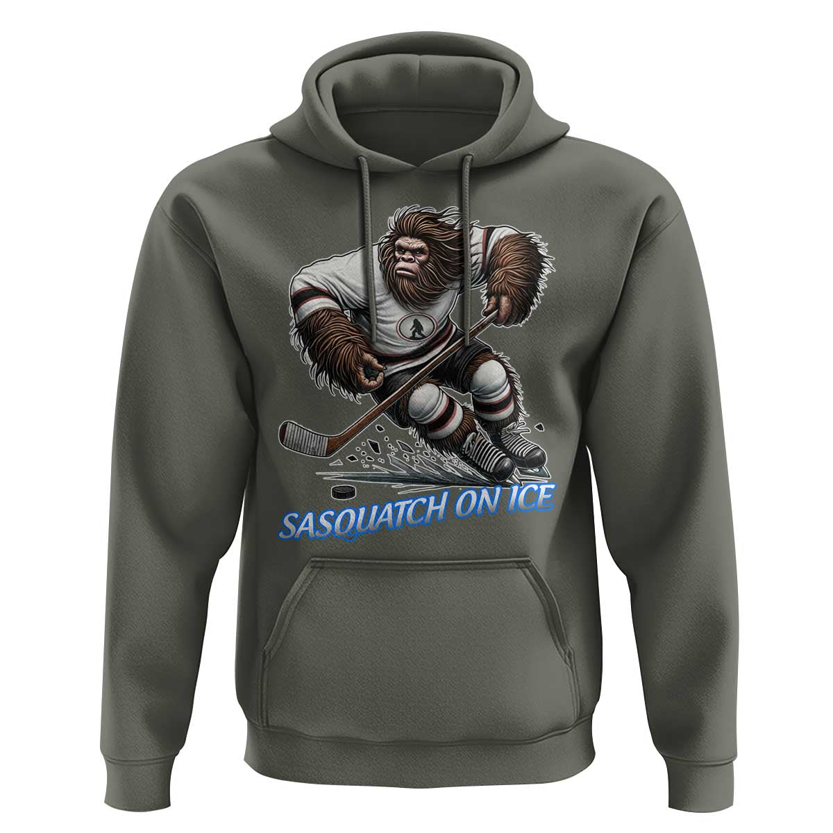 Sasquatch On Ice Hoodie Funny Bigfoot Hockey Player Gift - Wonder Print Shop