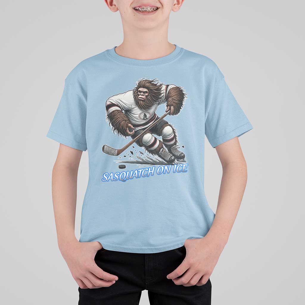 Sasquatch On Ice T Shirt For Kid Funny Bigfoot Hockey Player Gift - Wonder Print Shop