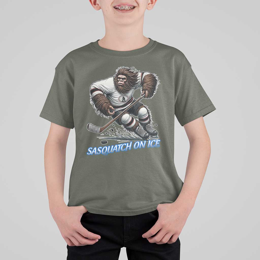 Sasquatch On Ice T Shirt For Kid Funny Bigfoot Hockey Player Gift - Wonder Print Shop