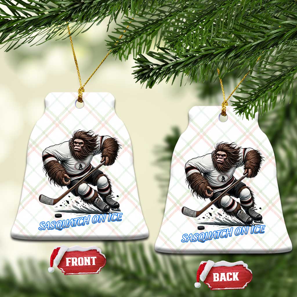 Sasquatch On Ice Ceramic Ornament Funny Bigfoot Hockey Player Gift - Wonder Print Shop