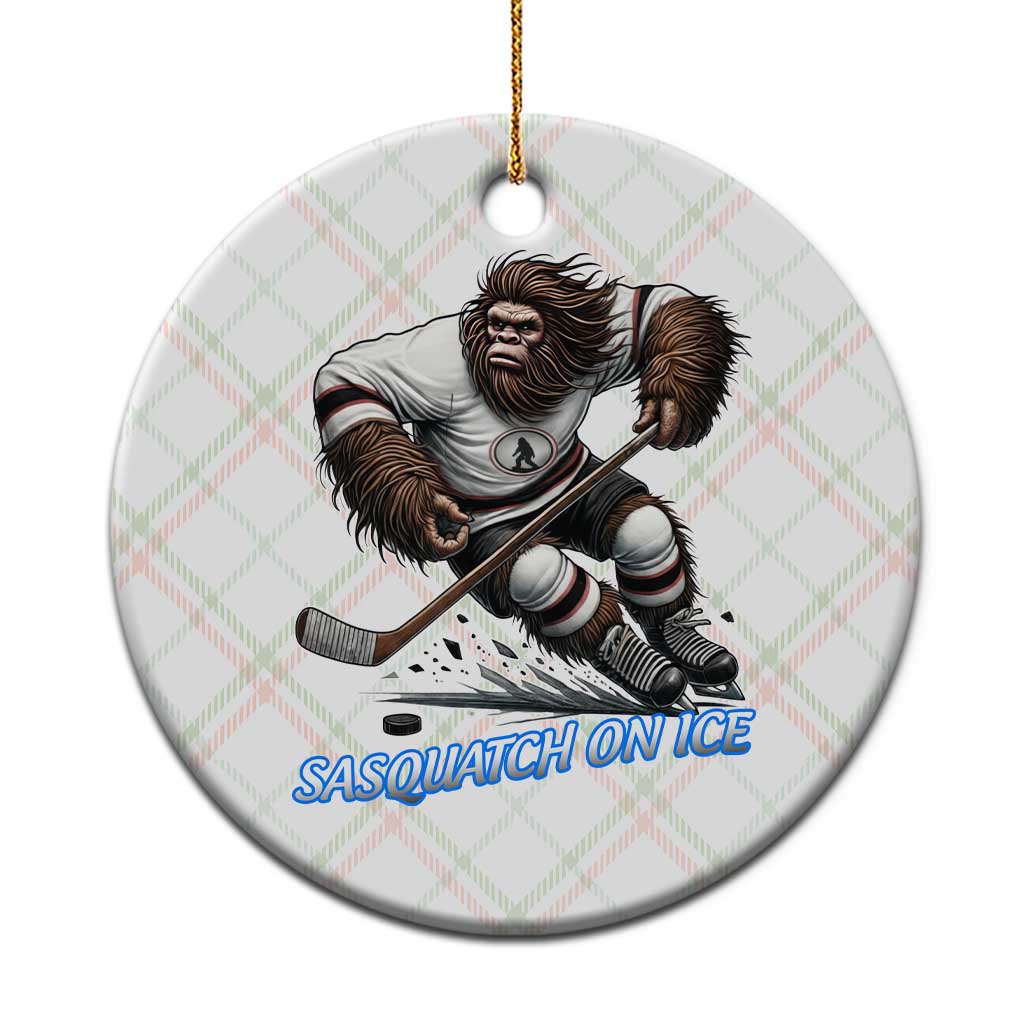 Sasquatch On Ice Ceramic Ornament Funny Bigfoot Hockey Player Gift - Wonder Print Shop