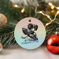 Sasquatch On Ice Ceramic Ornament Funny Bigfoot Hockey Player Gift - Wonder Print Shop