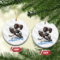 Sasquatch On Ice Ceramic Ornament Funny Bigfoot Hockey Player Gift - Wonder Print Shop