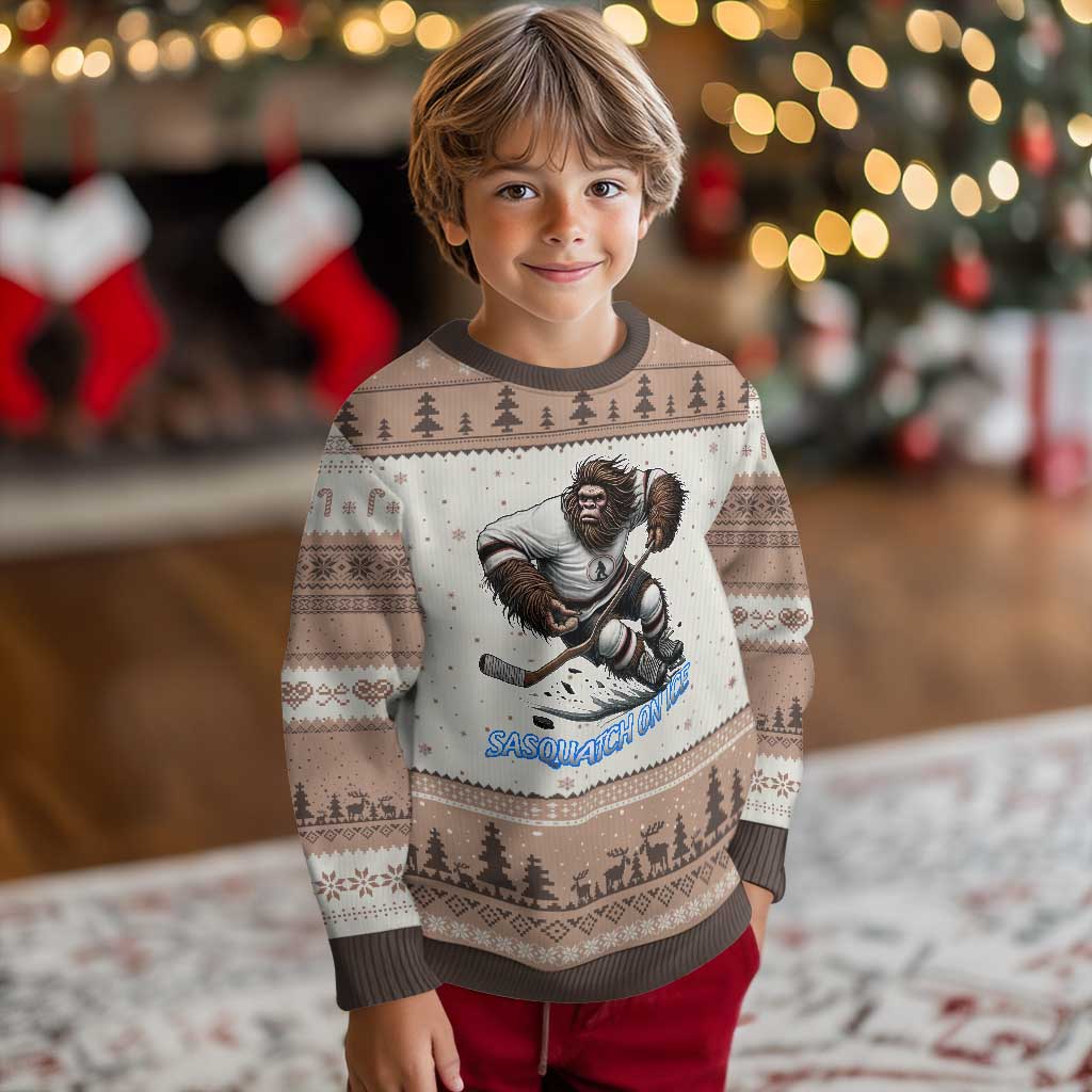 Sasquatch On Ice Ugly Christmas Sweater Funny Bigfoot Hockey Player Gift - Wonder Print Shop