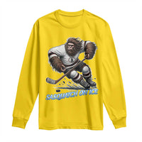 Sasquatch On Ice Long Sleeve Shirt Funny Bigfoot Hockey Player Gift - Wonder Print Shop