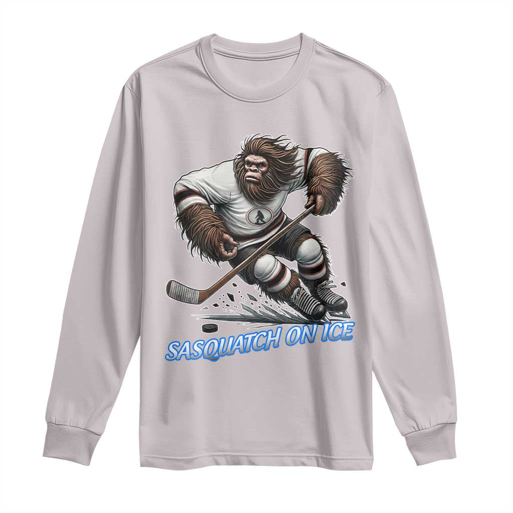 Sasquatch On Ice Long Sleeve Shirt Funny Bigfoot Hockey Player Gift - Wonder Print Shop