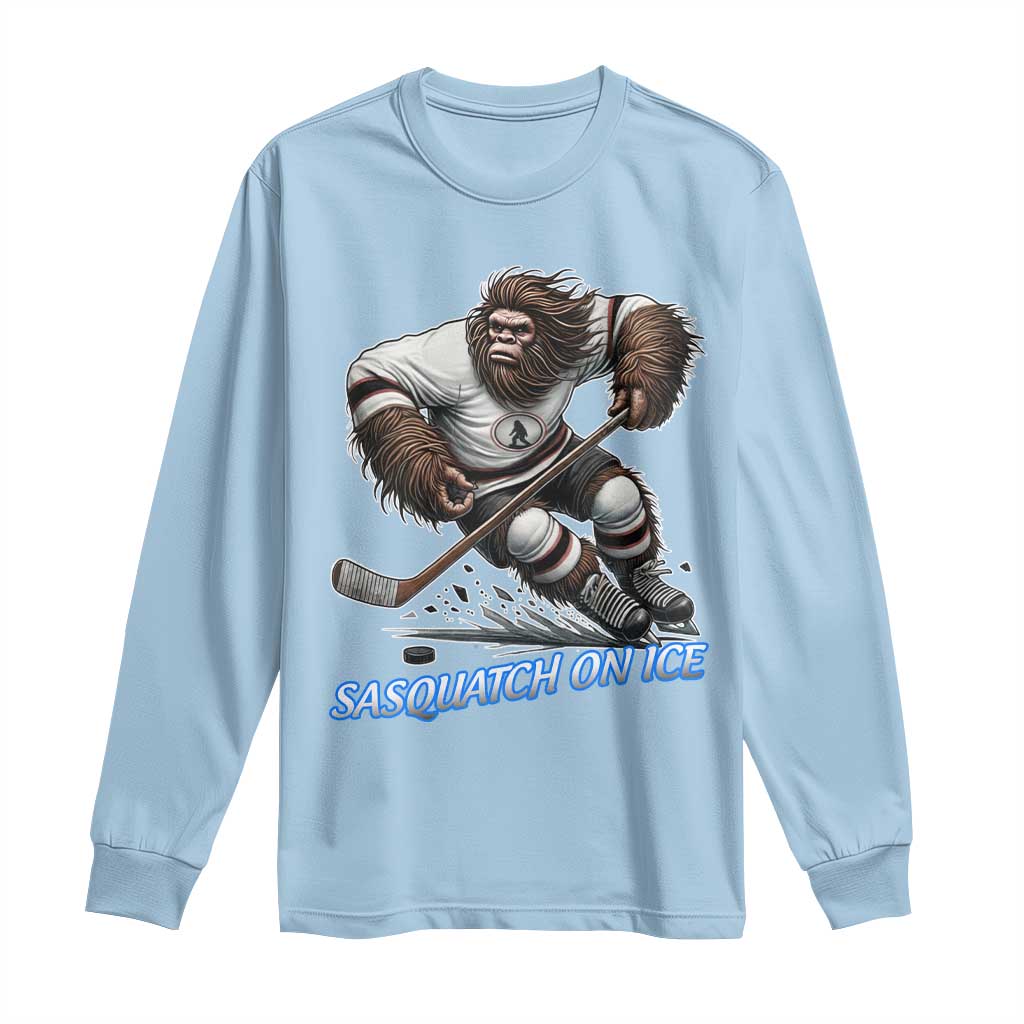 Sasquatch On Ice Long Sleeve Shirt Funny Bigfoot Hockey Player Gift - Wonder Print Shop