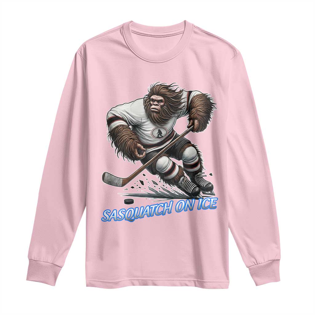 Sasquatch On Ice Long Sleeve Shirt Funny Bigfoot Hockey Player Gift - Wonder Print Shop