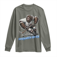 Sasquatch On Ice Long Sleeve Shirt Funny Bigfoot Hockey Player Gift - Wonder Print Shop