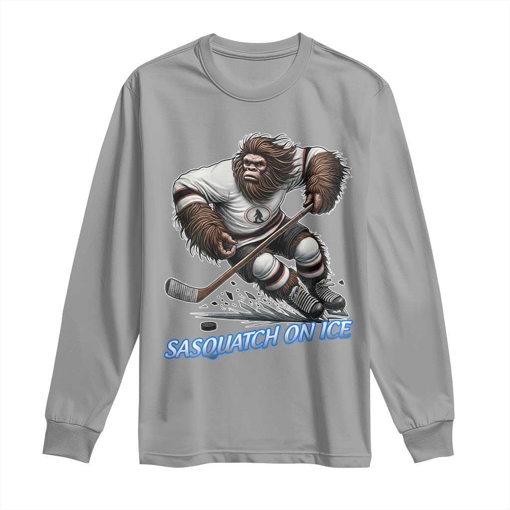 Sasquatch On Ice Long Sleeve Shirt Funny Bigfoot Hockey Player Gift - Wonder Print Shop