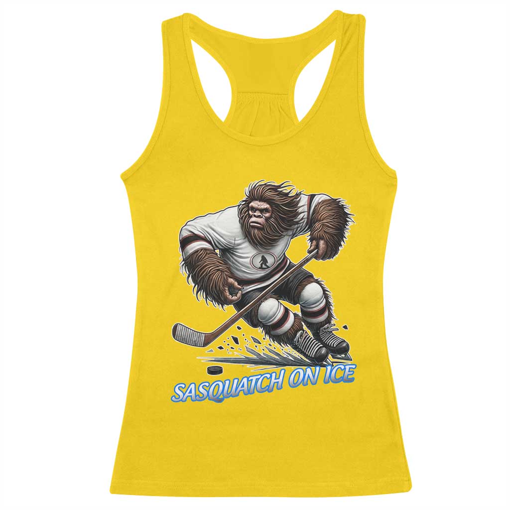 Sasquatch On Ice Racerback Tank Top Funny Bigfoot Hockey Player Gift - Wonder Print Shop
