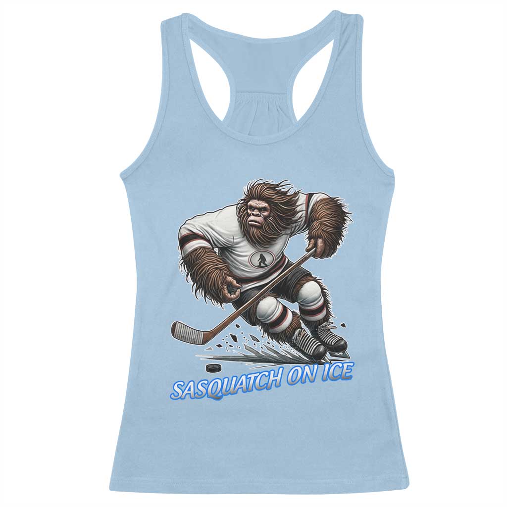 Sasquatch On Ice Racerback Tank Top Funny Bigfoot Hockey Player Gift - Wonder Print Shop