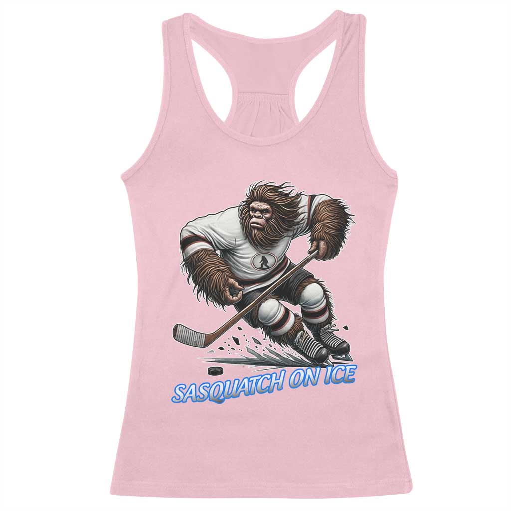 Sasquatch On Ice Racerback Tank Top Funny Bigfoot Hockey Player Gift - Wonder Print Shop