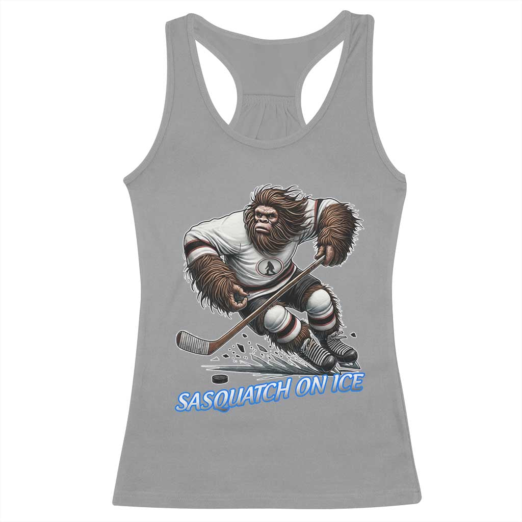 Sasquatch On Ice Racerback Tank Top Funny Bigfoot Hockey Player Gift - Wonder Print Shop