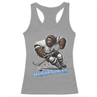 Sasquatch On Ice Racerback Tank Top Funny Bigfoot Hockey Player Gift - Wonder Print Shop