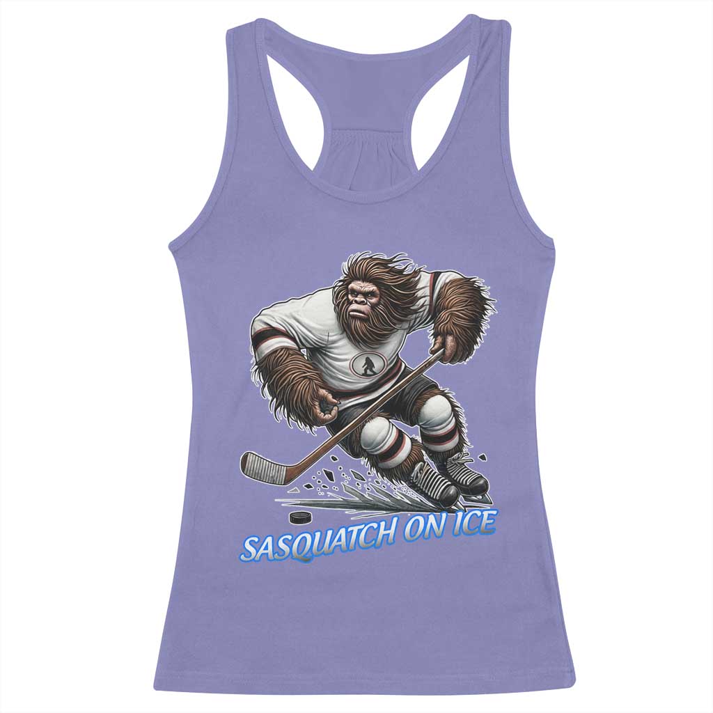 Sasquatch On Ice Racerback Tank Top Funny Bigfoot Hockey Player Gift - Wonder Print Shop