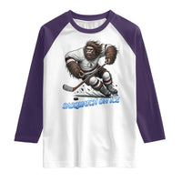 Sasquatch On Ice Raglan Shirt Funny Bigfoot Hockey Player Gift - Wonder Print Shop