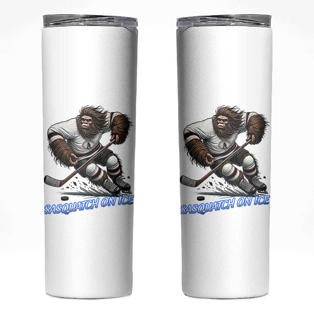 Sasquatch On Ice Skinny Tumbler Funny Bigfoot Hockey Player Gift - Wonder Print Shop