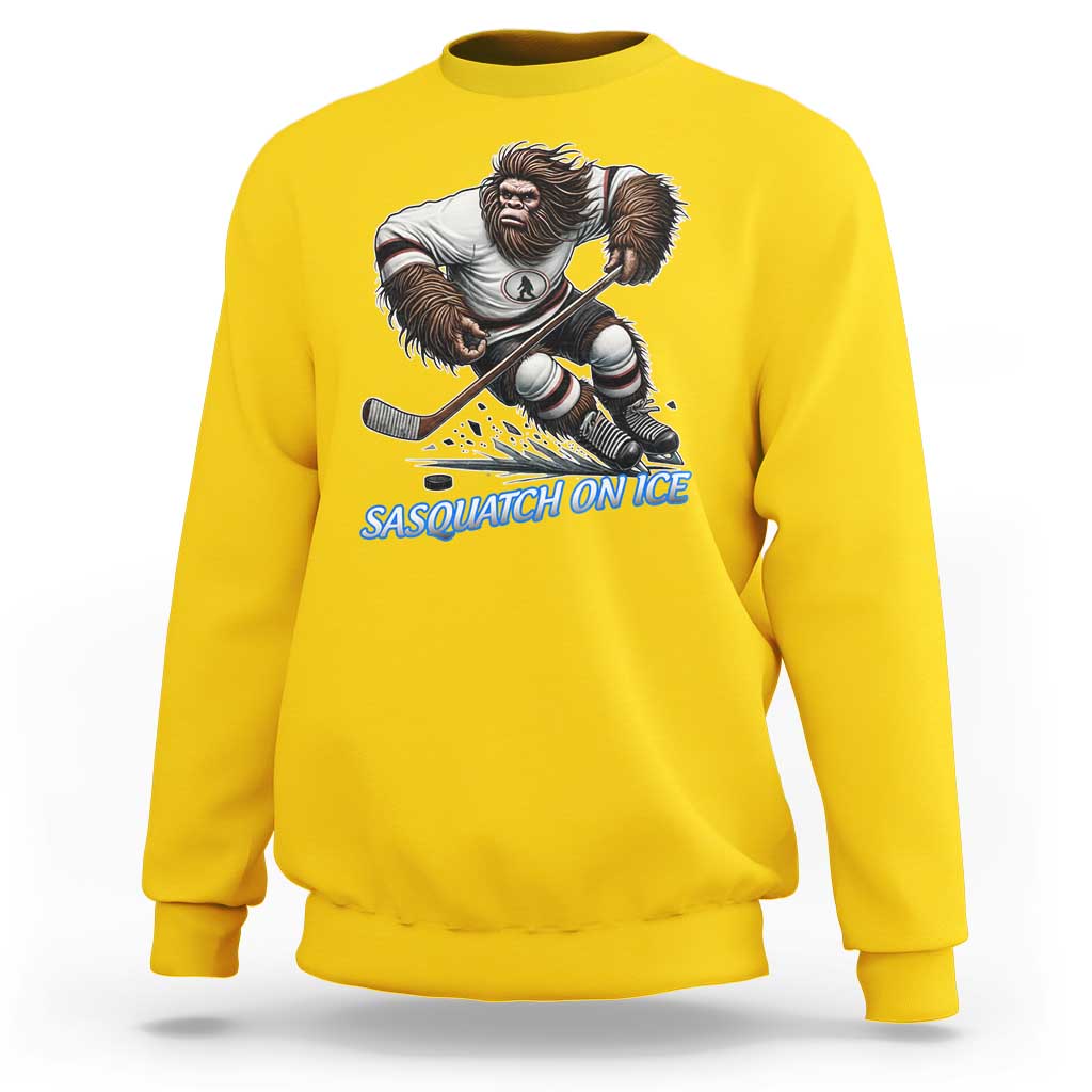 Sasquatch On Ice Sweatshirt Funny Bigfoot Hockey Player Gift - Wonder Print Shop