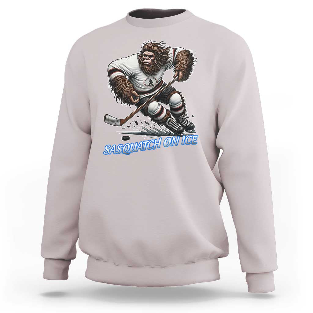 Sasquatch On Ice Sweatshirt Funny Bigfoot Hockey Player Gift - Wonder Print Shop