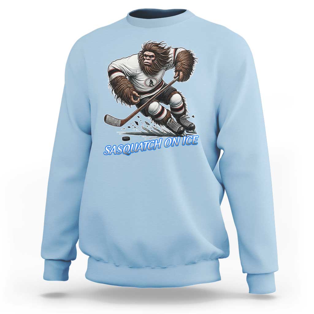 Sasquatch On Ice Sweatshirt Funny Bigfoot Hockey Player Gift - Wonder Print Shop