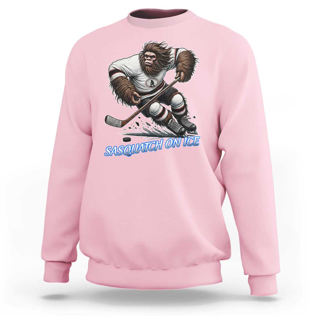 Sasquatch On Ice Sweatshirt Funny Bigfoot Hockey Player Gift - Wonder Print Shop