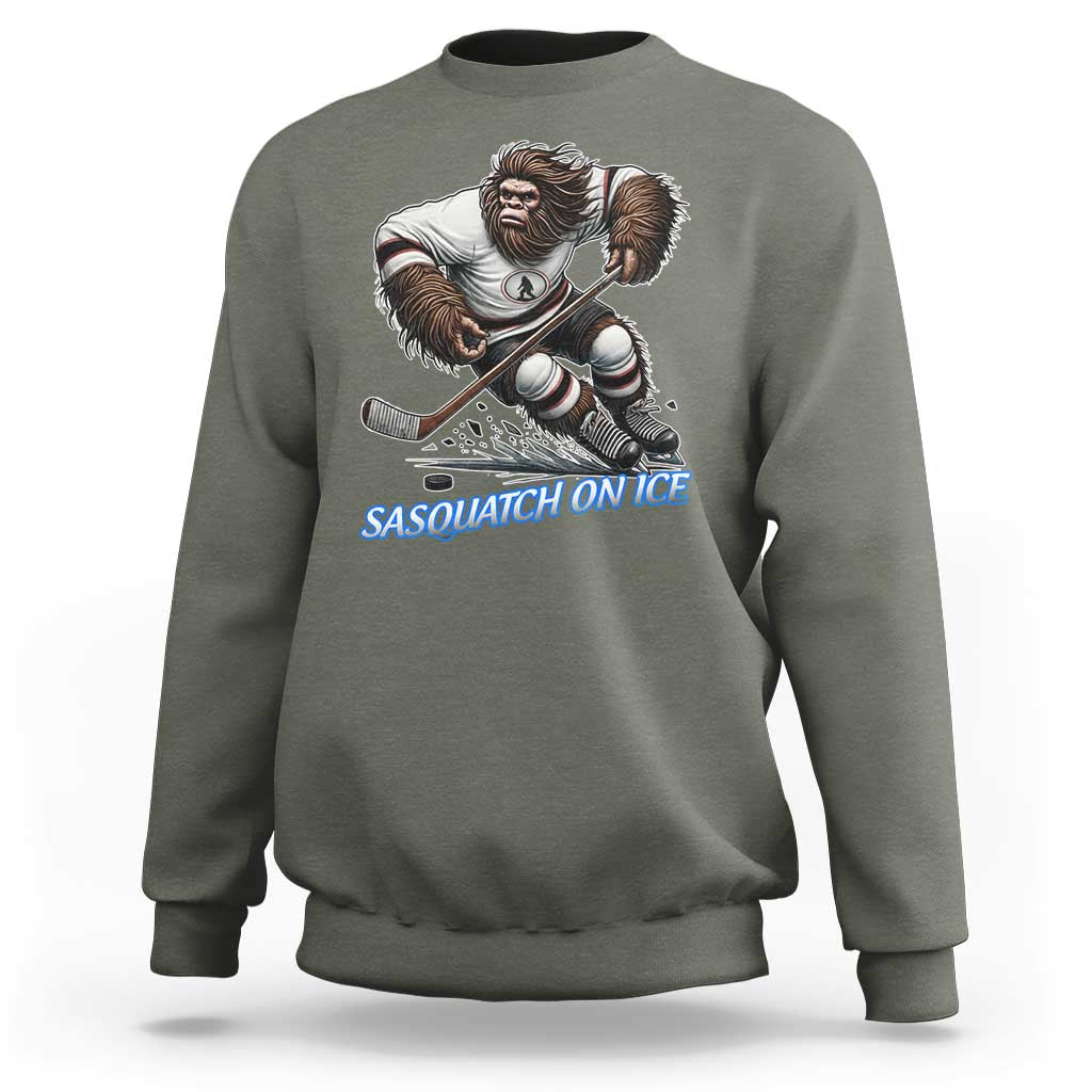 Sasquatch On Ice Sweatshirt Funny Bigfoot Hockey Player Gift - Wonder Print Shop