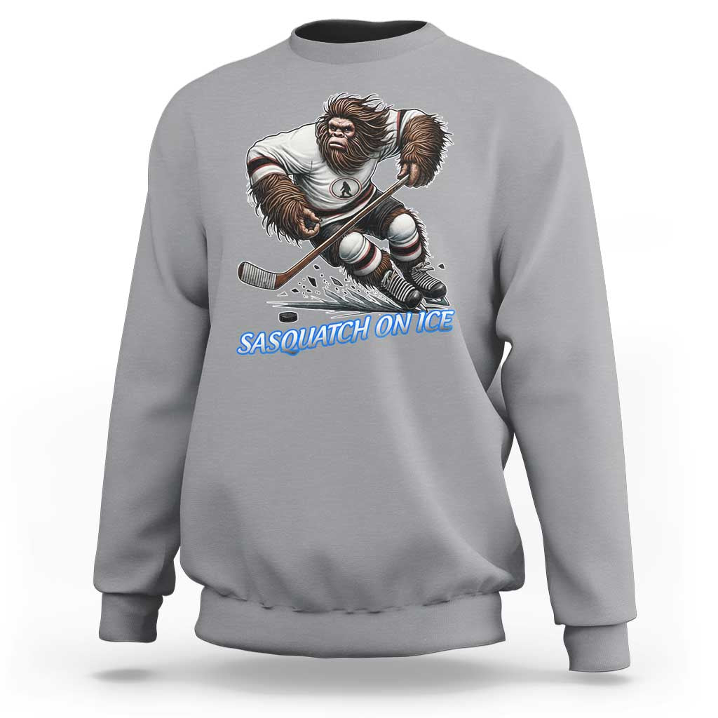 Sasquatch On Ice Sweatshirt Funny Bigfoot Hockey Player Gift - Wonder Print Shop