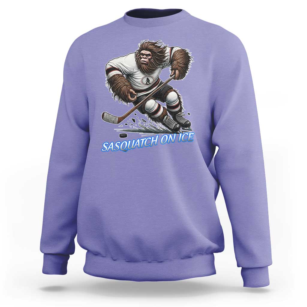 Sasquatch On Ice Sweatshirt Funny Bigfoot Hockey Player Gift - Wonder Print Shop
