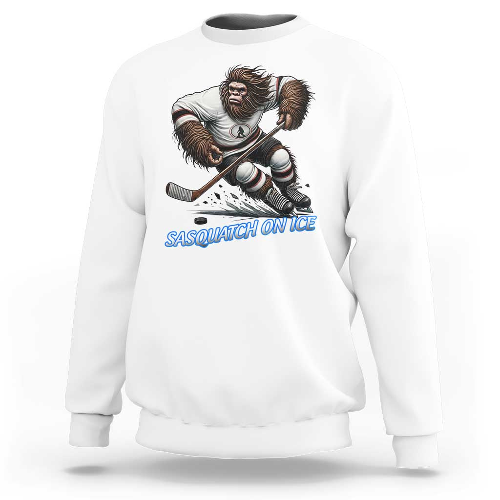 Sasquatch On Ice Sweatshirt Funny Bigfoot Hockey Player Gift - Wonder Print Shop