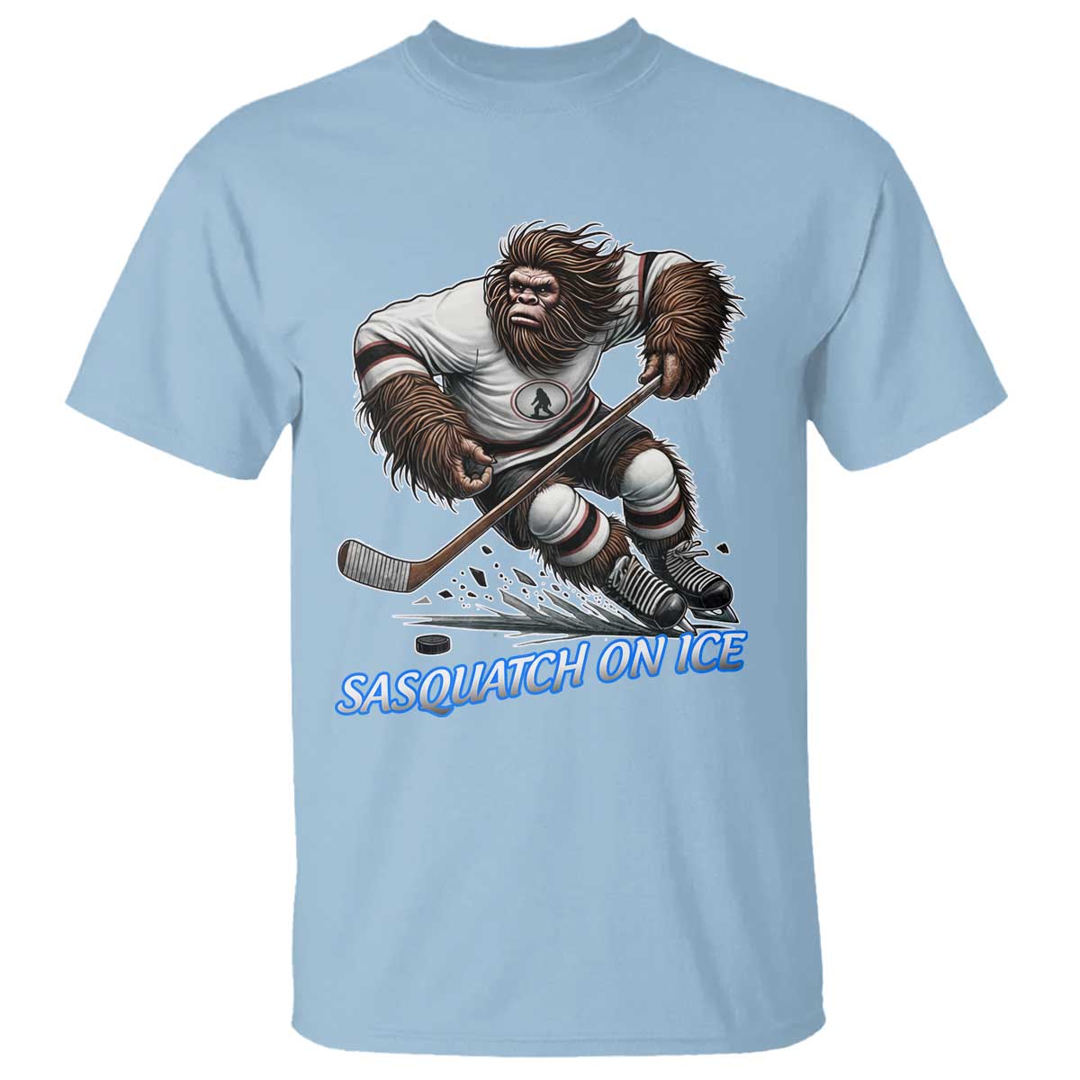 Sasquatch On Ice T Shirt Funny Bigfoot Hockey Player Gift - Wonder Print Shop
