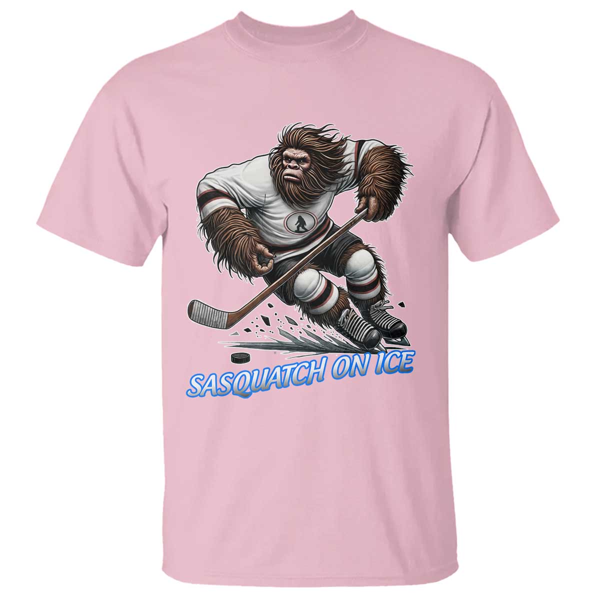 Sasquatch On Ice T Shirt Funny Bigfoot Hockey Player Gift - Wonder Print Shop