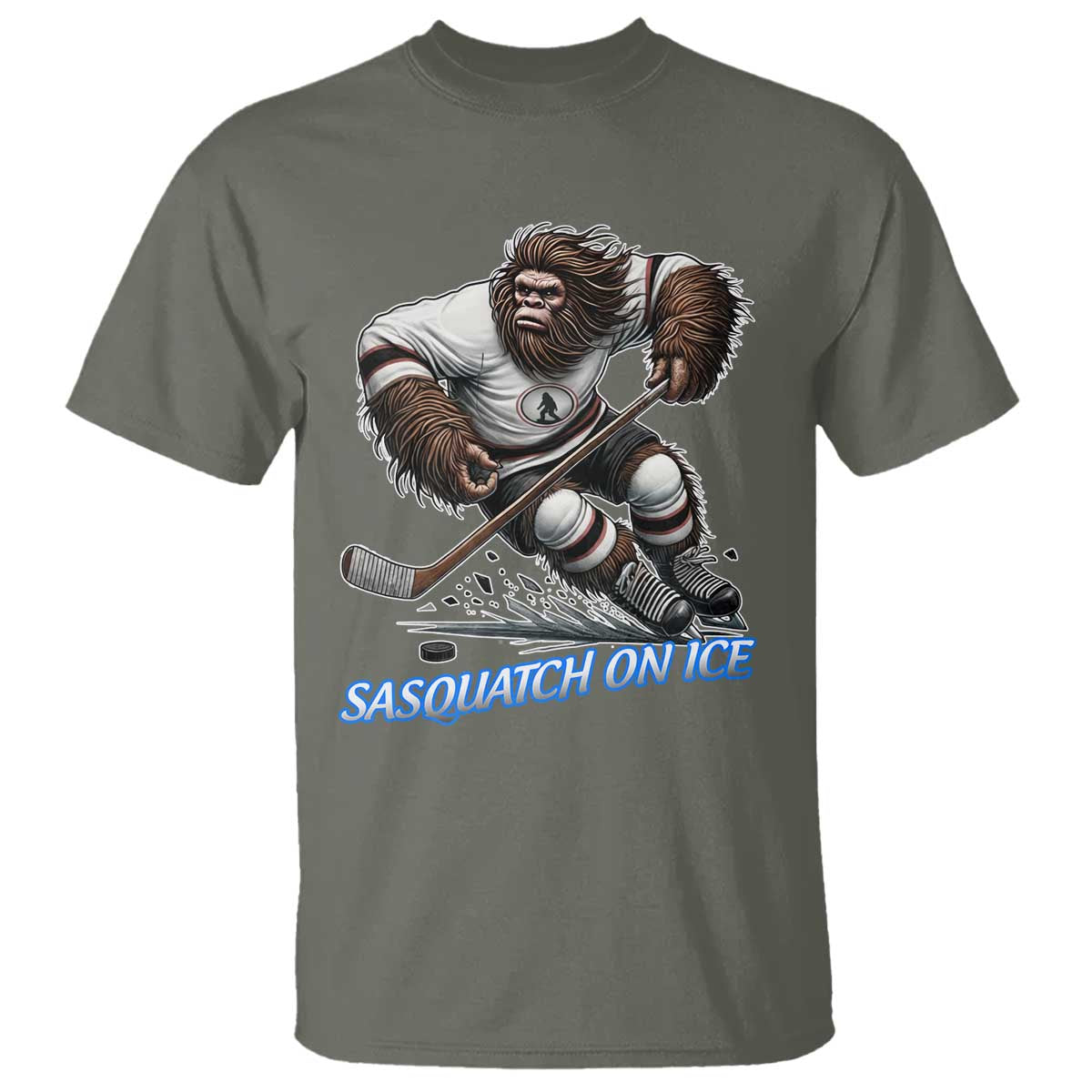 Sasquatch On Ice T Shirt Funny Bigfoot Hockey Player Gift - Wonder Print Shop