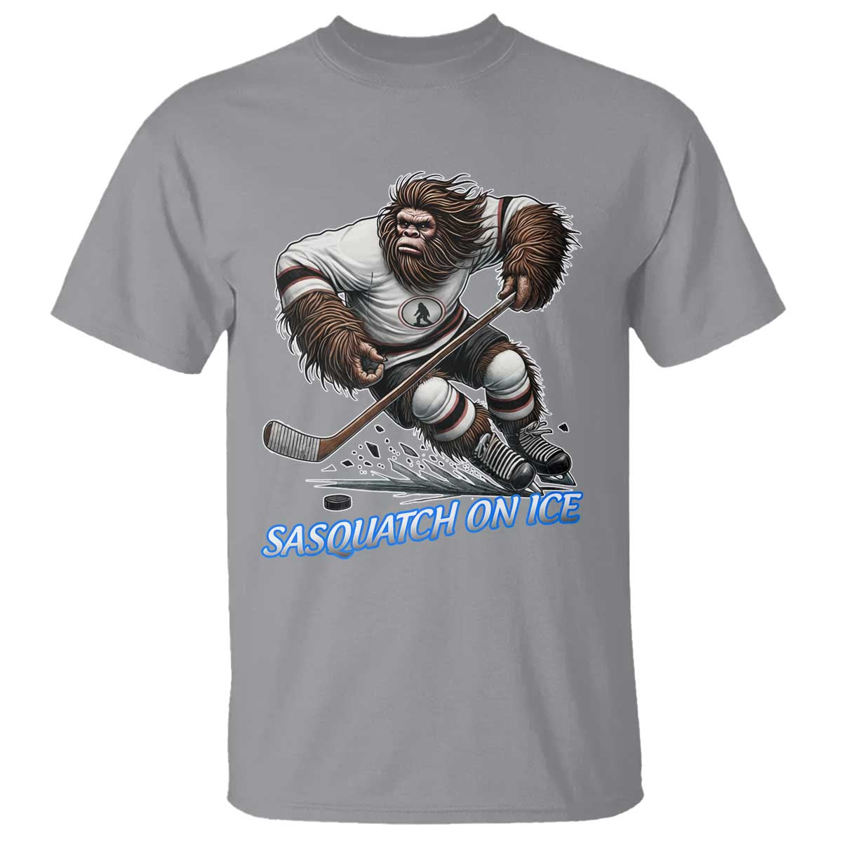 Sasquatch On Ice T Shirt Funny Bigfoot Hockey Player Gift - Wonder Print Shop
