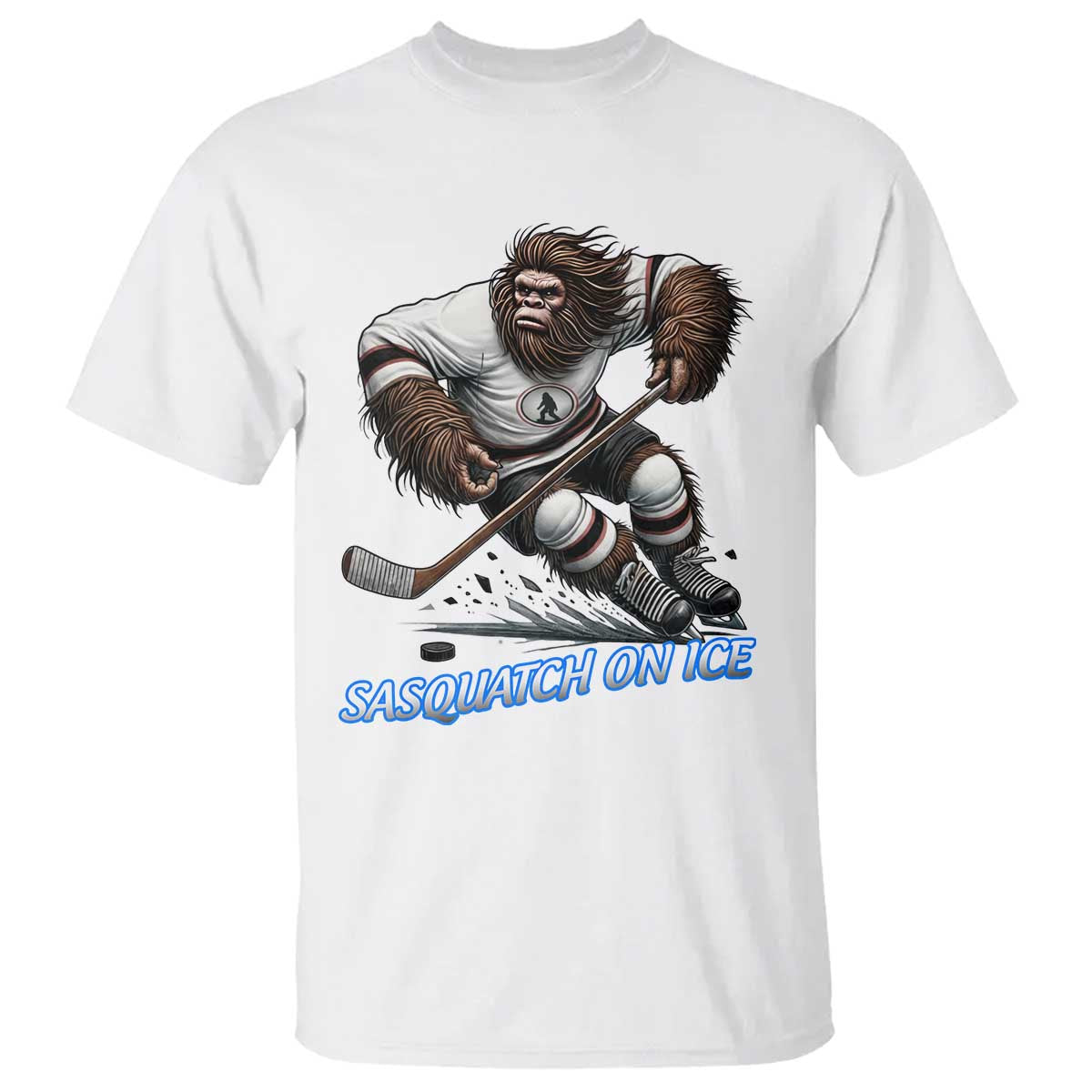 Sasquatch On Ice T Shirt Funny Bigfoot Hockey Player Gift - Wonder Print Shop