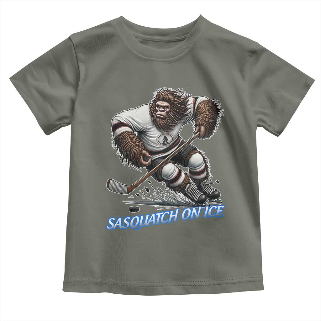 Sasquatch On Ice Toddler T Shirt Funny Bigfoot Hockey Player Gift - Wonder Print Shop