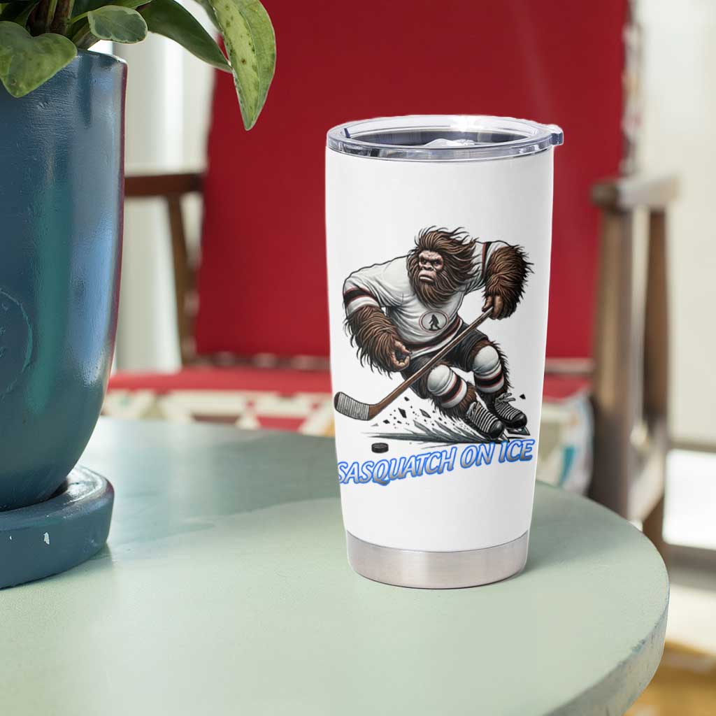 Sasquatch On Ice Tumbler Cup Funny Bigfoot Hockey Player Gift - Wonder Print Shop