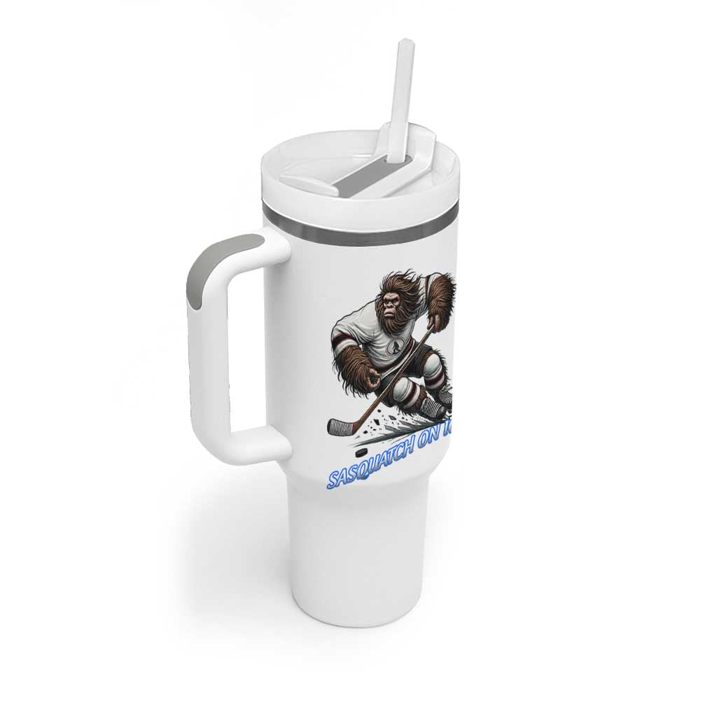 Sasquatch On Ice Tumbler With Handle Funny Bigfoot Hockey Player Gift - Wonder Print Shop