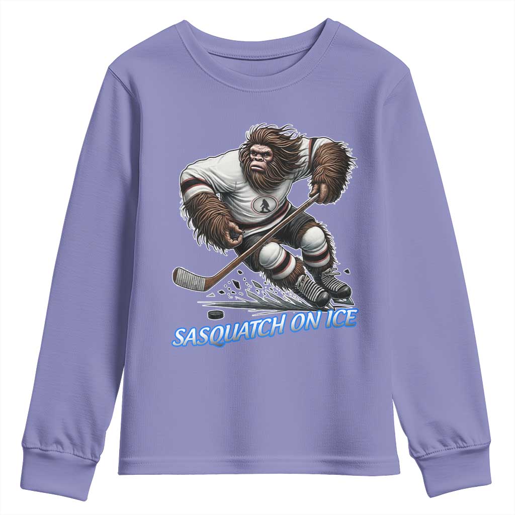 Sasquatch On Ice Youth Sweatshirt Funny Bigfoot Hockey Player Gift - Wonder Print Shop