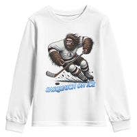 Sasquatch On Ice Youth Sweatshirt Funny Bigfoot Hockey Player Gift - Wonder Print Shop